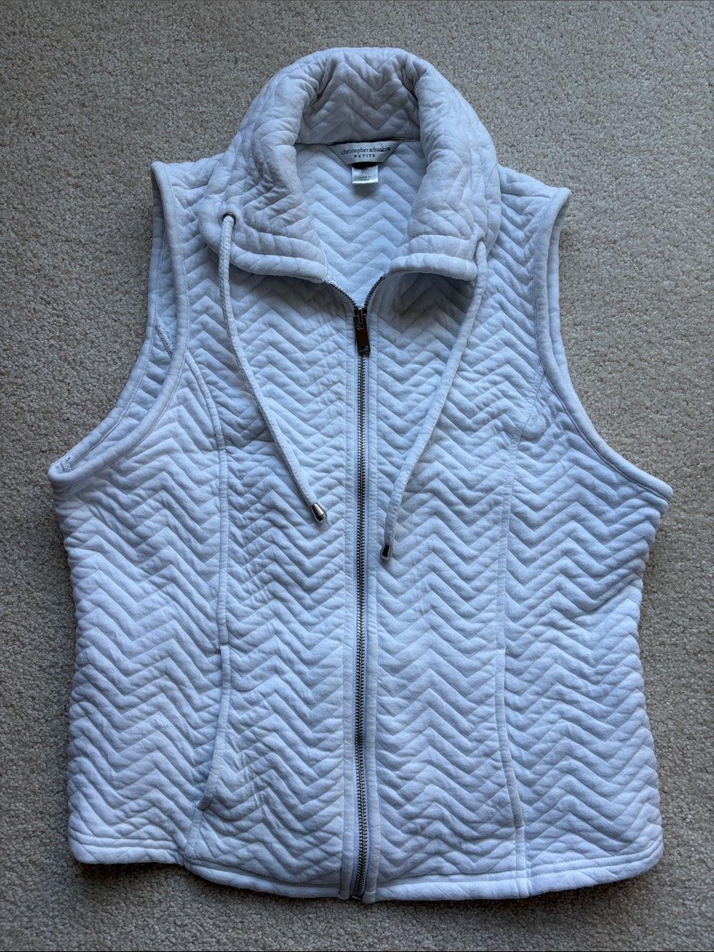 Christopher and Banks petite medium Cozy Quilted Sleeveless Zip-Up Vest - white